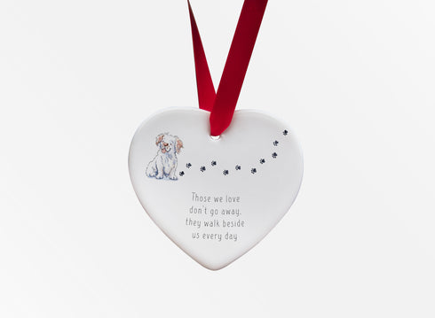 Clumber Spaniel Walk Beside Us Ceramic Heart